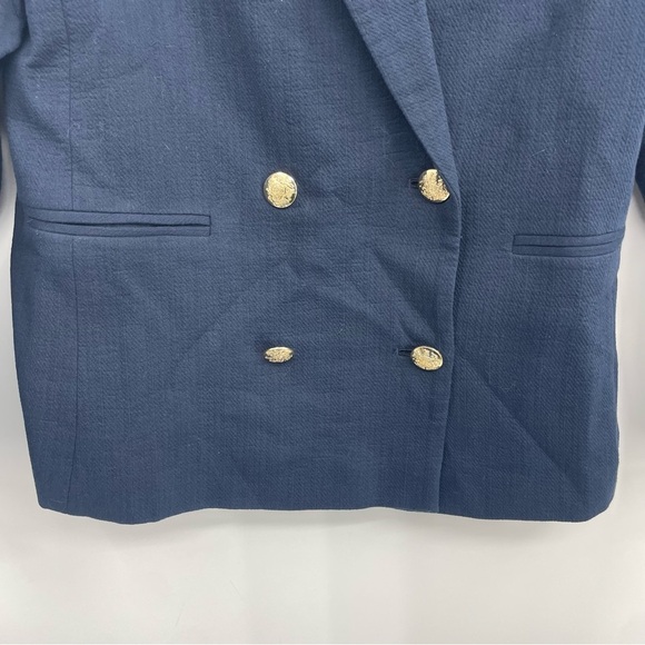 NWT Banana Republic Textured Cotton-Linen Blazer navy blue Sz 2 double breasted - Picture 5 of 10